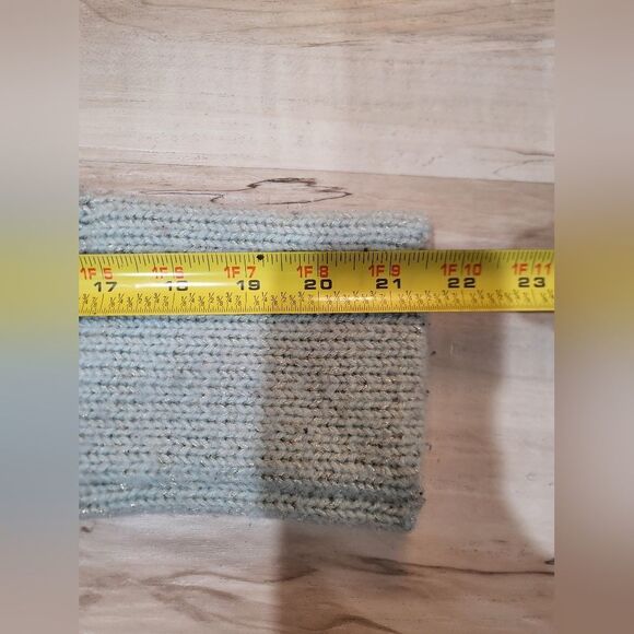 Tyler Boe Icy Blue Wool Blend Sweater Size Large Shimmer Cowl Neck Sequin - Picture 10 of 13